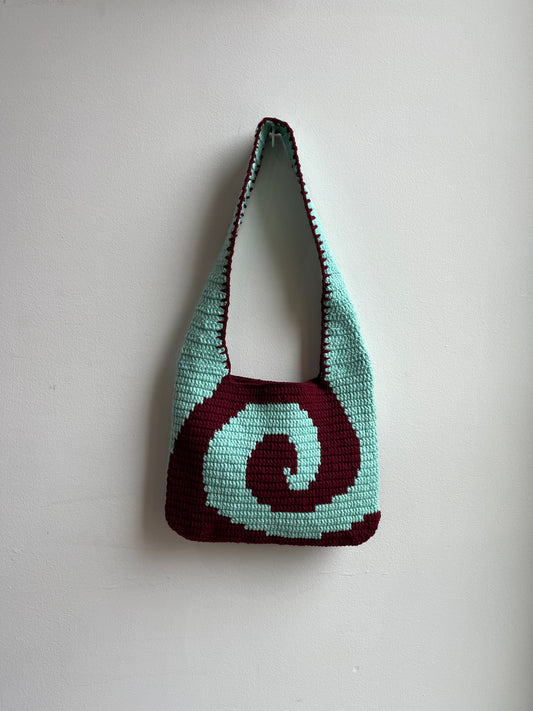Maroon & Teal Crochet Bag